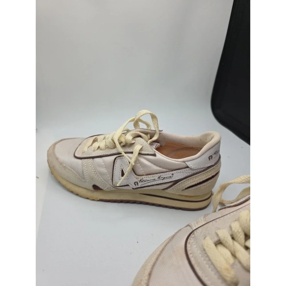 Etienne Aigner Tennis Size 5 Shoes Womens White Brown Sneakers Vintage W/ Box